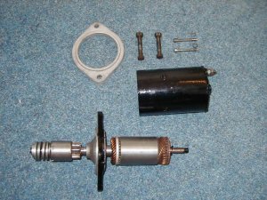 Stripped down starter motor components
